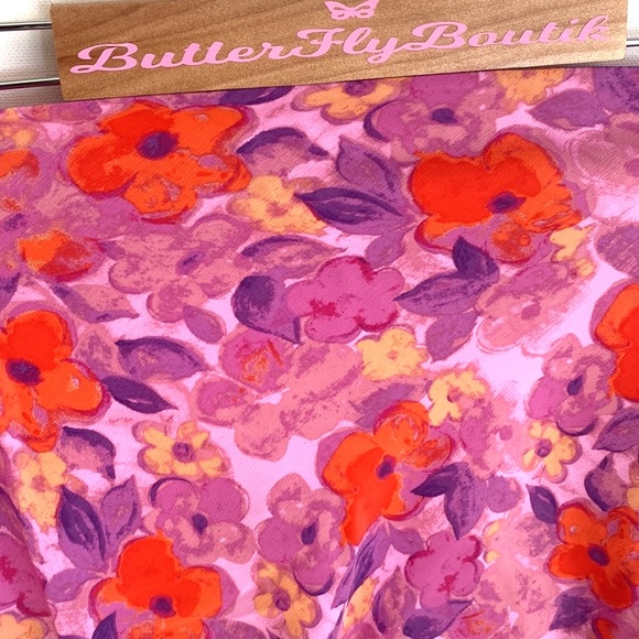 (A3) Urban Outfitters Y2K Slinky Cowl neck tie back Floral crop top, Sz XL, NWT - Picture 2 of 9